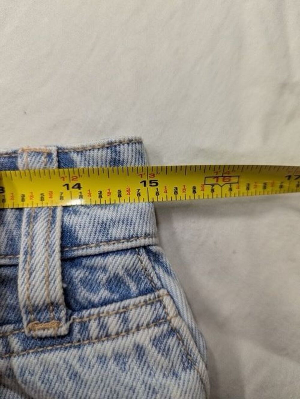 Aeropostale Vintage High Rise Shorty Shorts 4 Distressed Denim Cutoff Y2K Blue - Picture 8 of 9